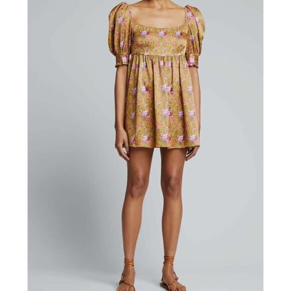LoveShackFancy Size 0 Bennington Mini Dress $395 Floral Babydoll - Picture 3 of 12